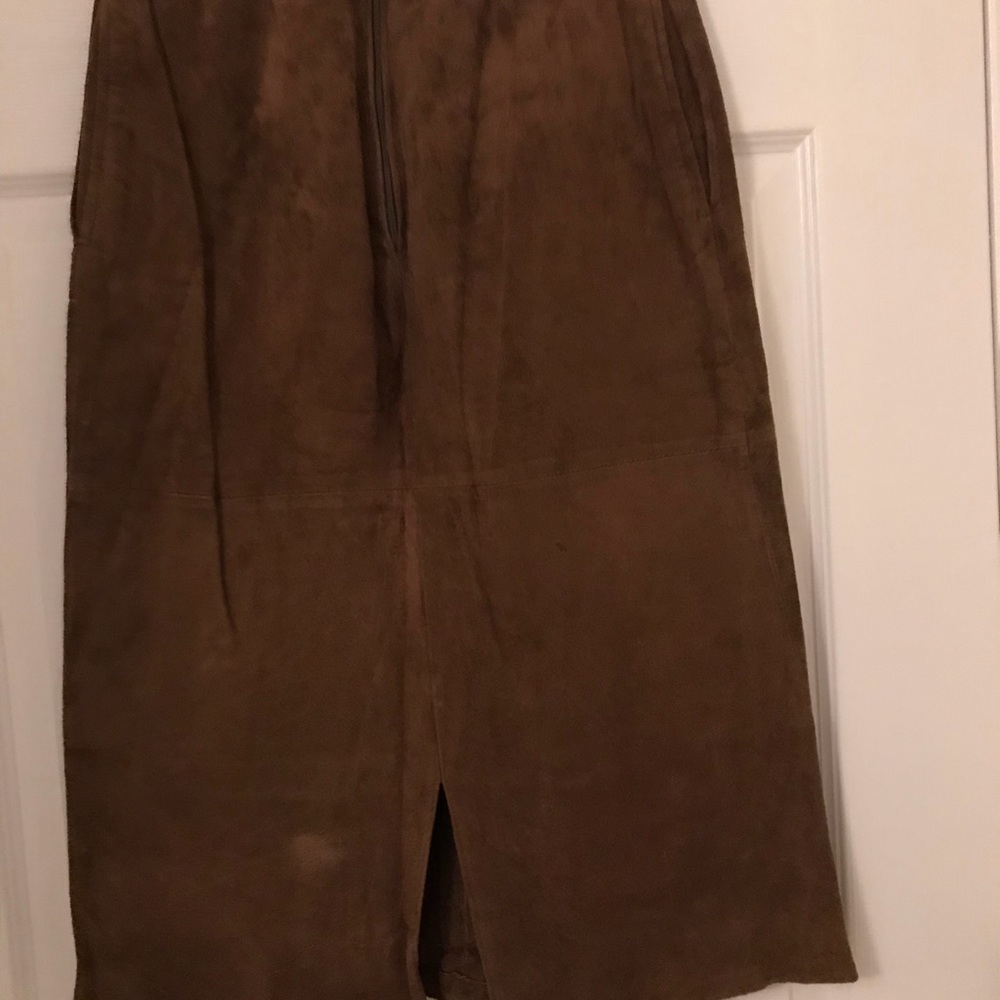 Oleg Cassini BrownLeather Skirt